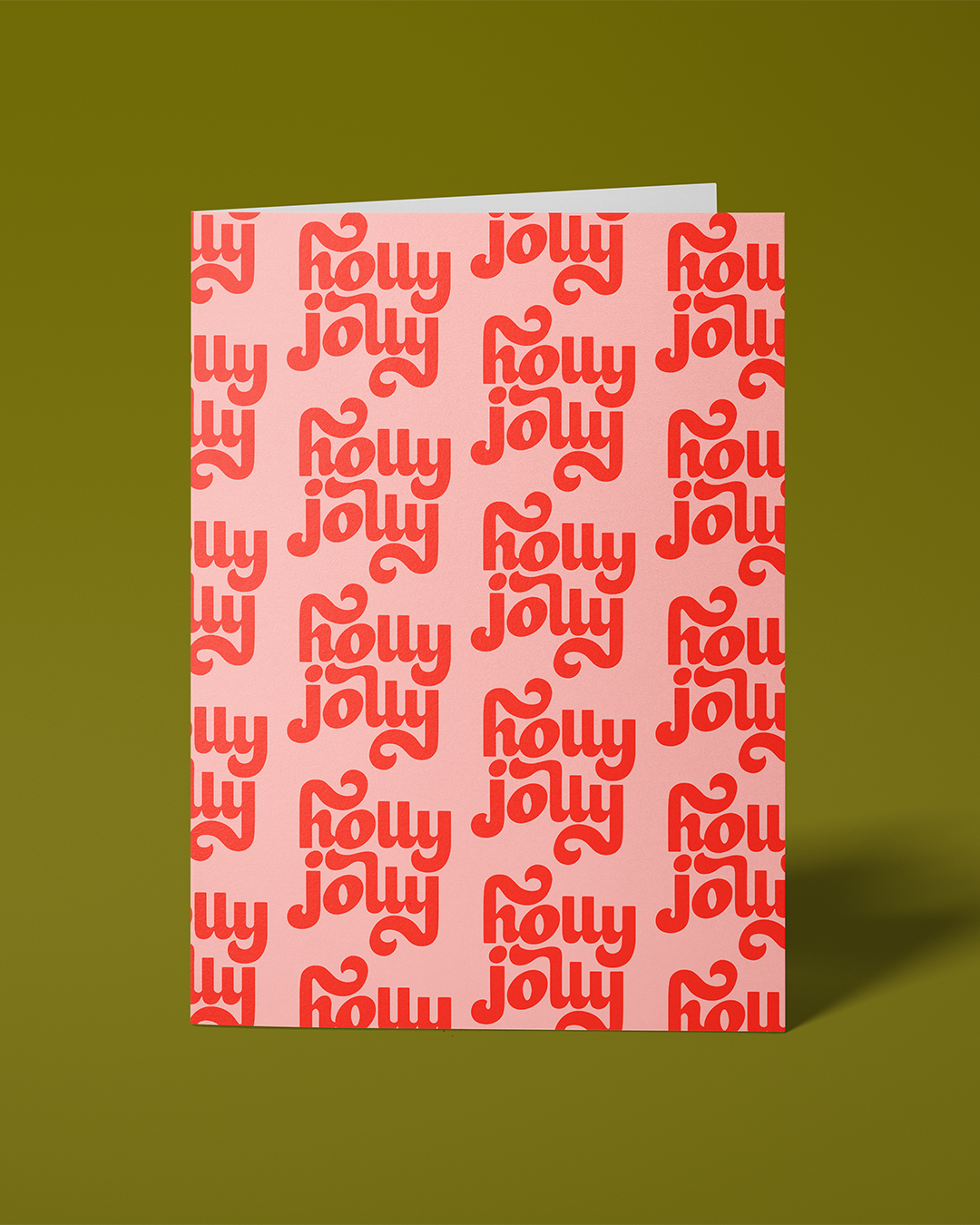 Holly Jolly Hand Lettering Pattern Greeting Card