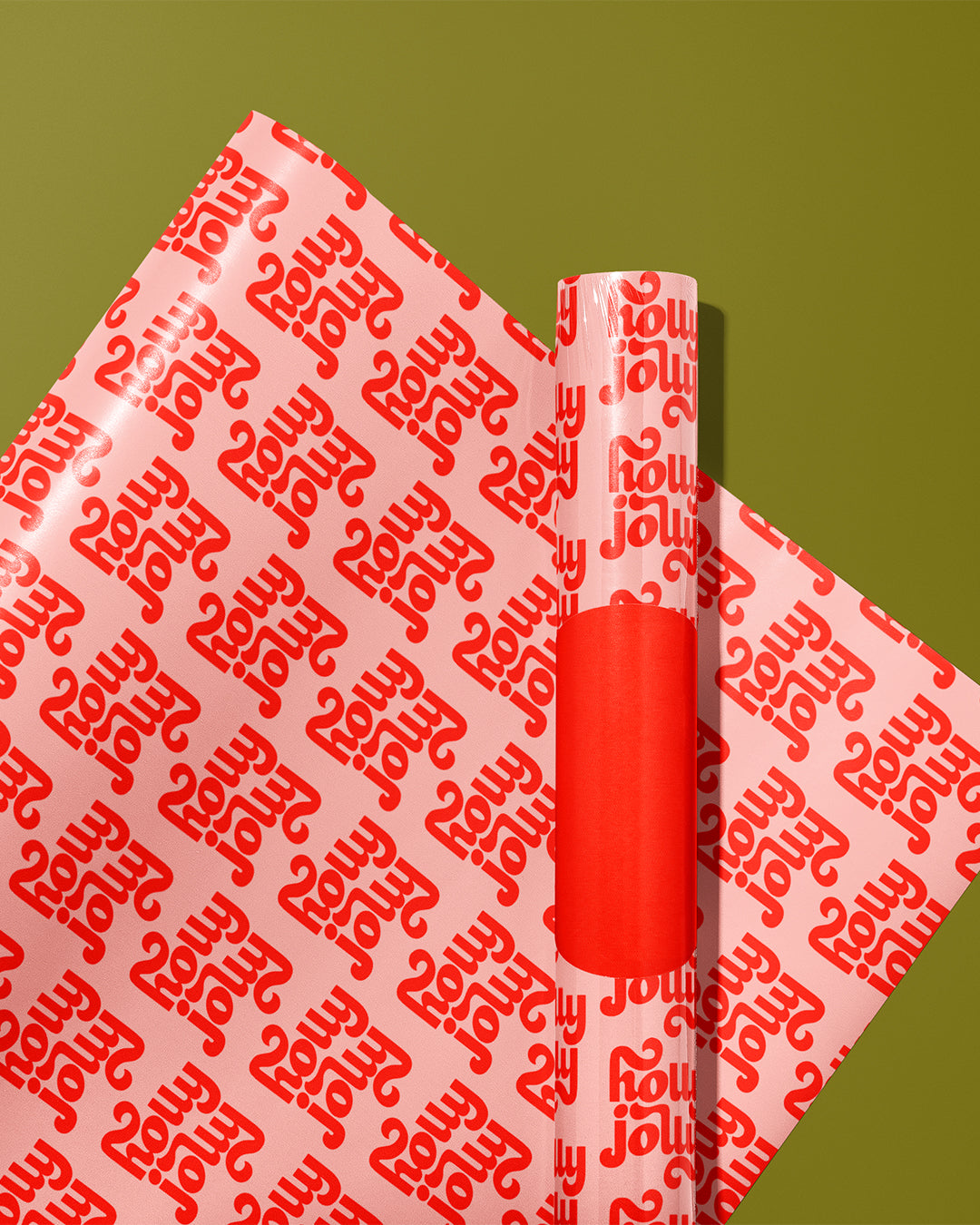 Holly Jolly Hand Lettering Pattern Wrapping Paper Sheets