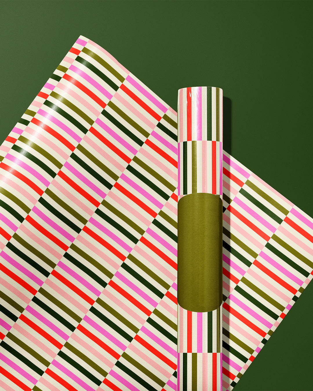 Holly Jolly Stripes Pattern Wrapping Paper Sheets